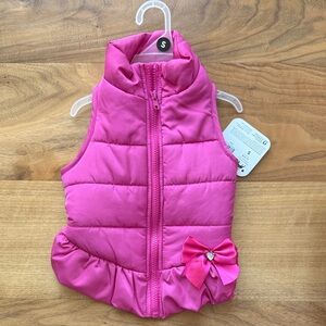 Pink Puffer Vest with Bow